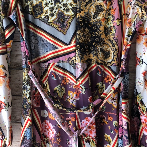 BooHoo Floral V Neck Long Sleeve Midi Dress NWOT - Picture 8 of 8